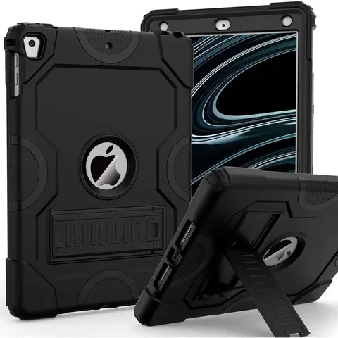 Case for iPad 6th/5th Generation (9.7 Inch, 2018/2017 Model),iPad Air 2 & 1st, iPad Pro 9.7 2016,Heavy Duty Shockproof Rugged Protective Case, Black