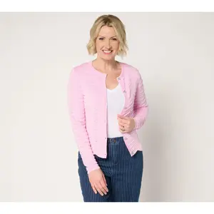 Joan Rivers Scallop Pointelle Cardigan Sweater Joan Rivers Scallop Pointelle Cardigan Sweater