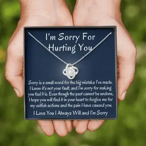 I'm Sorry for Hurting You Necklace with Meaningful Message Card, I'm Sorry Gift for Wife, Girlfriend, and Friend
