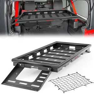 【Yzona】Rear Trunk Cargo Rack Basket Tray with EVA Foam Compatible for 2007-2025 Jeep Wrangler JK JKU & JL JLU Unlimited 4 Door Hardtops, Interior Storage Luggage Carrier Shelf (Heavy Duty 350 LBS)
