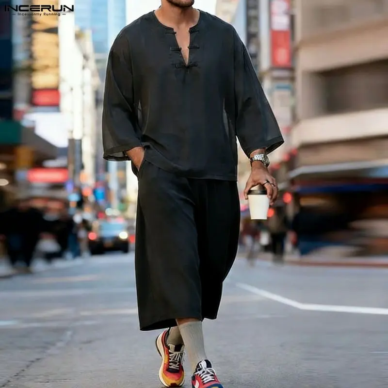 INCERUN 2-Piece Men's Boho Clothes Set for Vacation - TikTok Shop