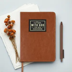 A6 Pocket Journal Notebook for Men, 365 Daily Reflection & Morning Writing Diary, Faux Leather Compact Planner, Inspirational Gift for Him