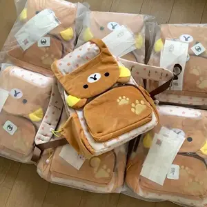 Cute Japanese Rilakkuma Plush Doll Clamshell Backpack Large Capacity School Bag Storage Bag Anime Jk Couple Backpack Gift