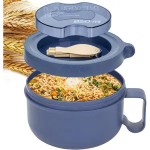 Unbreakable Microwave Soup Mugs with Lids and Handles,Microwave Ramen Bowl with Lid for Soup and Instant Noodles,Oatmeal, Gumbo, Salad, ( Blue)
