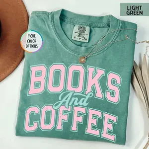 Comfort Colors Books and Coffee Shirt, Gift for Book Lover, Bookish T-Shirt, Reading Shirt, Bookworm Gift, Book Lover Shirt, Bookish Gift Womenswear