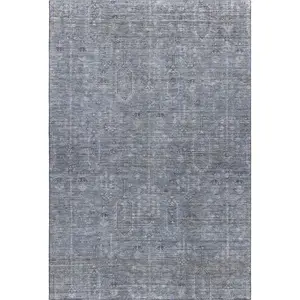 HomeRoots 665387 5x8 ft. Blue & Gray Southwestern Machine-Washable Machine-Made Rectangle Area Rug with UV Protection, Machine-Washable Area Rugs