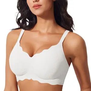 VRCOMFY Womens Deep V Bras Wireless Comfortable Bra Supportive No Underwire Bras Tshirt Push Up Bralettes Plunge Seamless Bra