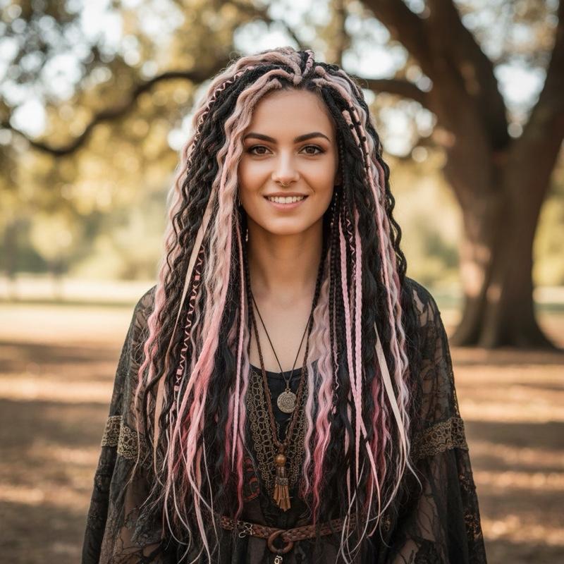 Black Pink DE Dreads Ombre