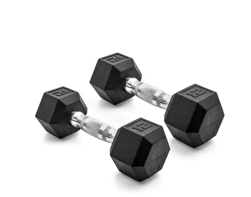 12lb Coated Rubber Hex Dumbbell, Pair