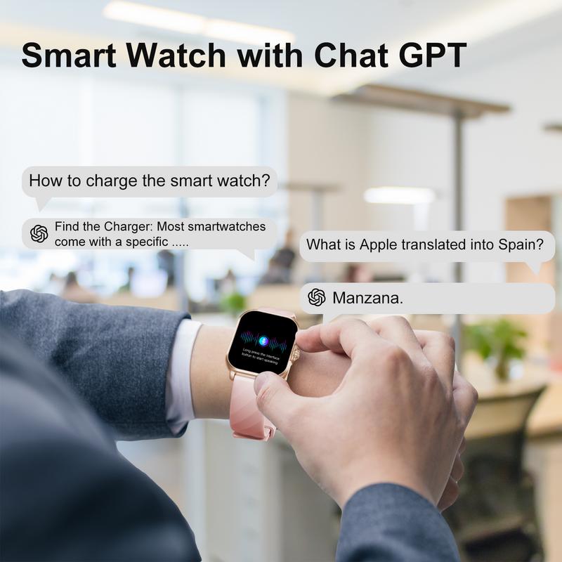 WSQ Smart Watches for Women & Men IP68 2.04 HD Touch Screen Fitness Tracker with ChatGPT AI Voice 3 Bands Step Counter Heart Rate Sleep Monitor Bluetooth GPS Wi-Fi Compatible Android iOS Multifunction Wearable Black