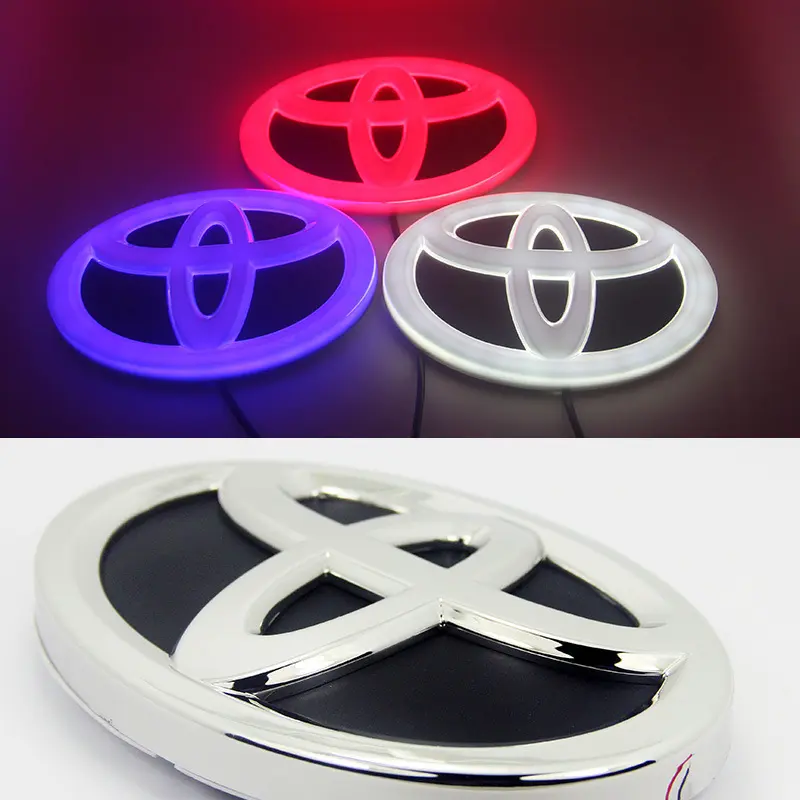 Universal LED Grille Accent Panel - 10*6.8cm/16*11cm Multi-Size Style Lights, Car Decorative Lighting, 0.25m Plug-In Front & Trunk Customization, Logo Illumination Plug-and-Play Accessory for Highlander Night Display, Car Shows, 0.25 Meters