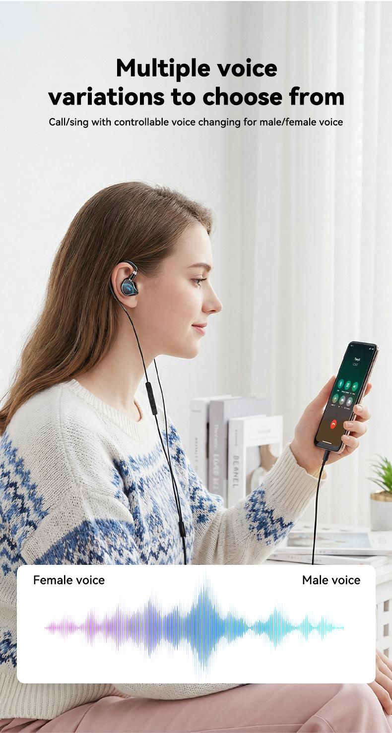 HTC NE81 3-in-1 Bluetooth Headphones, Karaoke Monitor, Voice Change, HiFi Sound for Sports & Streaming