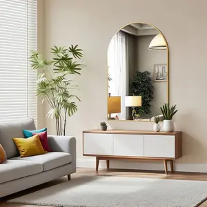 Arched Bathroom Mirror with Metal Frame, Rust-Resistant Anti-Fog Vanity Mirror for Bedroom, Entryway, Living Room, Black