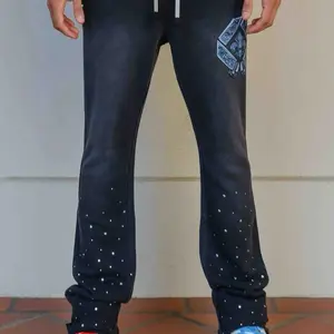 First Row Sacred vow studded stacked jogging pants for Men