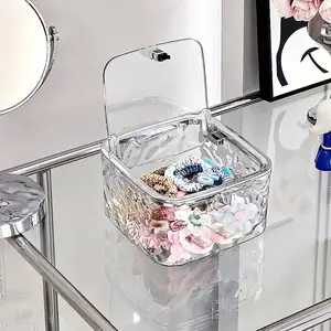 Clear Hair Tie Storage Box, 1 Count Hair Accessories Storage Box with Lid, Dustproof Storage Box, Beauty Organizer, Beauty Supplies Organizer, Desktop Storage Organizer for Home Bathroom Bedroom, Travel Accessories, Durable Storage Organizer