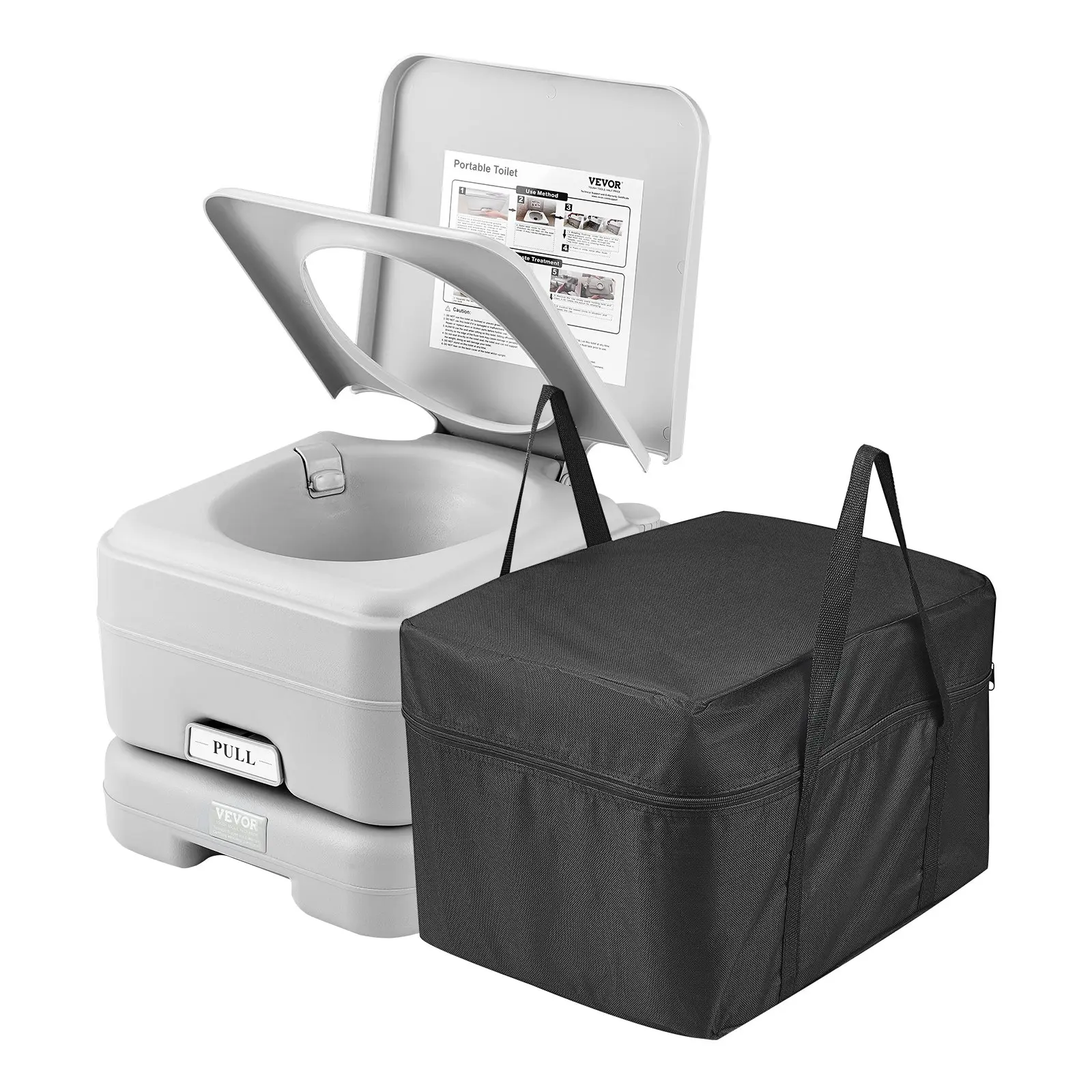 Portable Toilet for Camping, Porta Potty with 3.2 Gal Waste Tank & 3.2 Gal Flush Tank, Push-Button Pressurized Flush Commode, Leak-proof and Odourless Travel Toilet for Adults Kids Camping Car