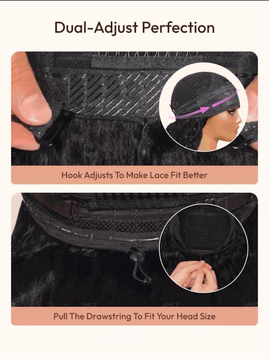 Unice Glueless No Slipping Water Wave Lace Headband Wigs with Drawstring All-Day Security Put On and Go Human Hair Wigs Beginners Friendly