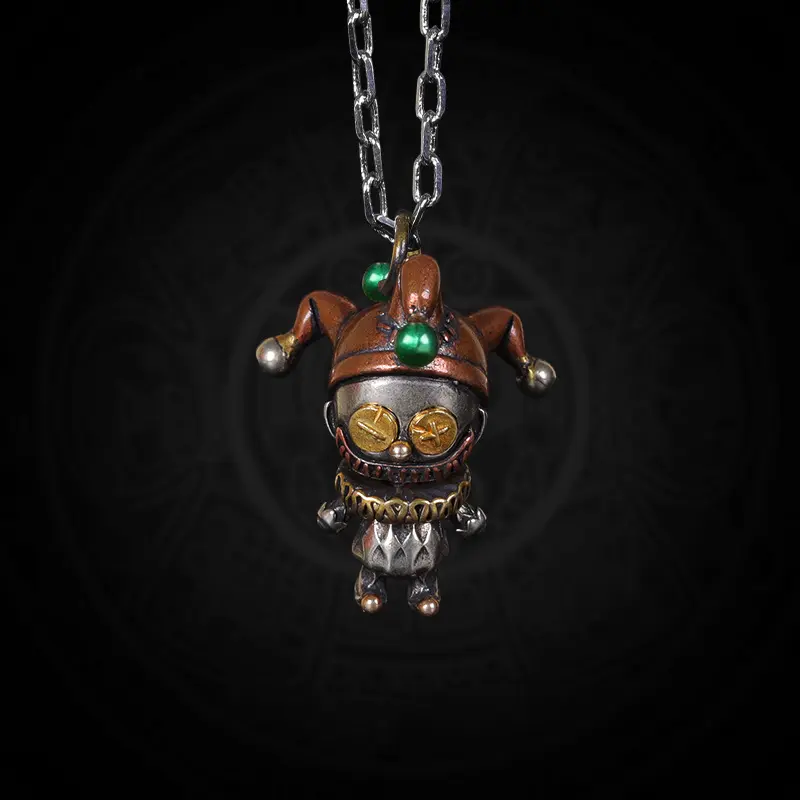 Epoxy-coated clown pendant pendant+titanium chain