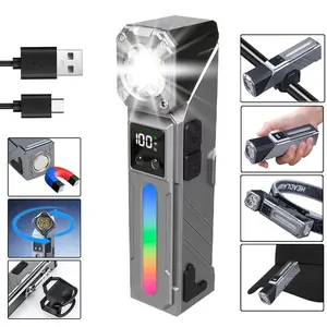 1PC 4-in-1 LED Work Light, USB Rechargeable LED Headlamp with Motion Sensor,, Compact Design, Long Battery Life & Clip-On Hat Flashlight - Portable Mini Bicycle Light for Camping, Fishing, Hunting , Camping Gear