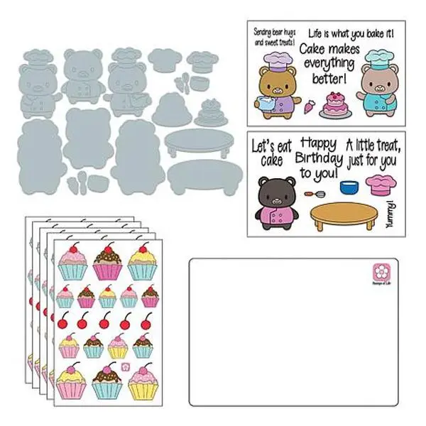 Crafts & Sewing Stamps of Life Bakery Bears Stamp and Die Kit by Stephanie Barnard