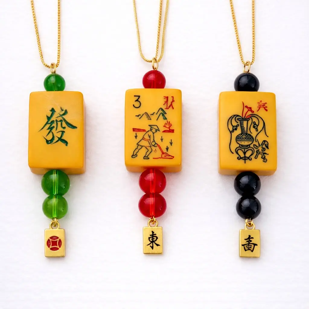 Vintage Bakelite Mah-Jongg Necklace | Handcrafted One-of-a-Kind Jewelry