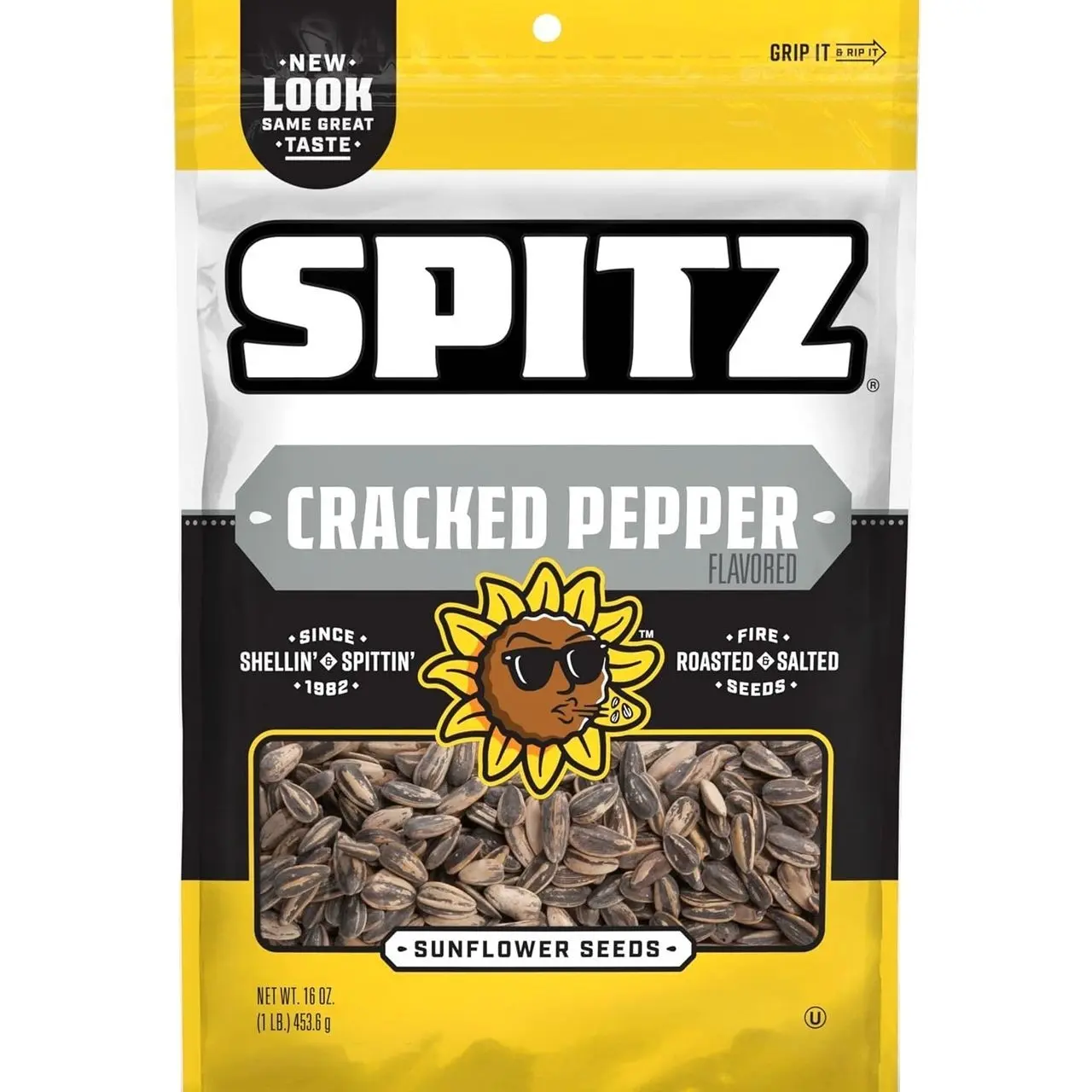 Spitz Sunflower Seeds Pack, Cracked Pepper, 16 Oz Snack Bag