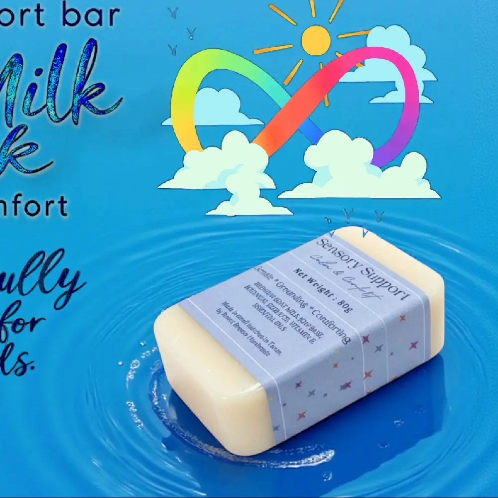 Sensitive Sensory Support Goat Milk Soap Bar | Detergent-Free, Low-Scent, Gentle Care Skin Relief, Cream Lather Comfort pH-Balanced
