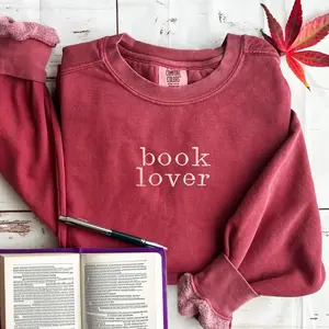 Book Lover Embroidered Sweatshirt, Bookish Hoodie, Book Worm Comfort Colors Shirt, Gift for Book Lover