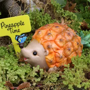 Creative Hedgehog Animals Statue Durian Pineapple Outdoor Garden Decoration Sculpture Resin Desktop Ornament Craft Room Decor