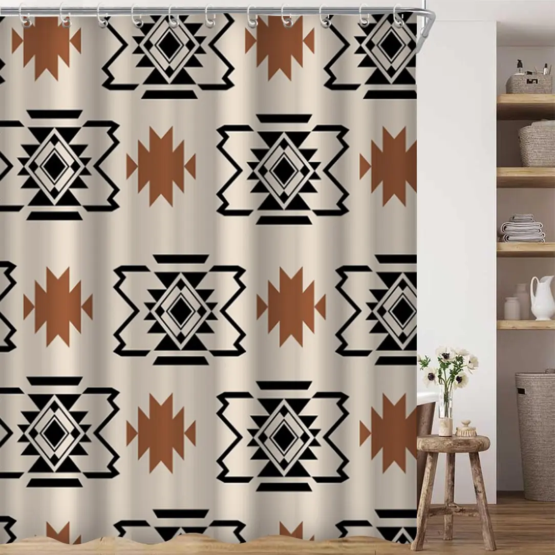 Bohemian Shower Curtain, 70.9x70.9 Inches, Wall Mounted Room Divider, Indoor Privacy Blind, Beauty Shop Commercial Partition, Bathroom Curtain, Room Decor