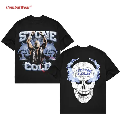 STONE COLD TEE, Wrestling Graphic Tee, WWE Shirt, Sports T-shirt, Athlete Shirt, Wrestling Gift, Fitness Tee, Crewneck Clothing Cotton Menswear