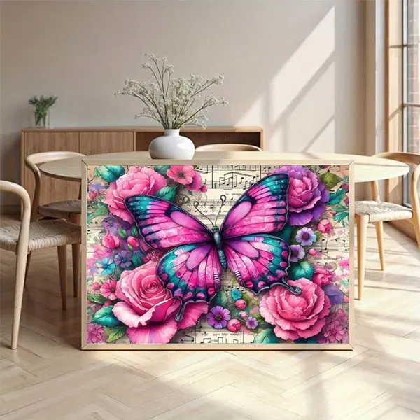 5D Diamond Painting Kit for Adults - Full Drill Butterfly Flowers Wall Art DIY Craft Home Decor 12x16 Inch