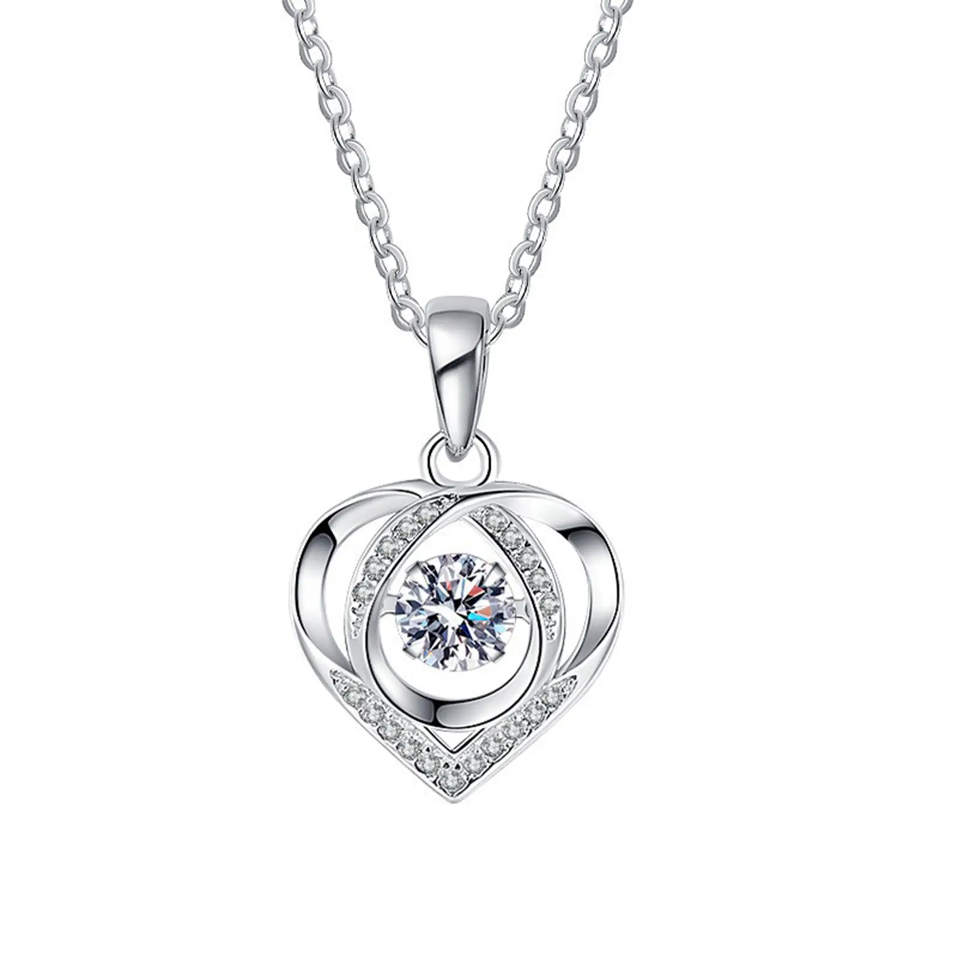 S925 Sterling Silver Dancing Heart Love Necklace for Women, Dainty Floating Cubic Zirconia Pendant Adjustable Chain Elegant Romantic Jewelry Gift for Mom, Daughter, Wife – Perfect for Anniversary, Mother’s Day & Valentine’s Day Gift-giving Occasion tiktok