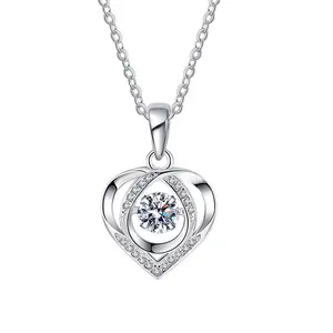 S925 Sterling Silver Dancing Heart Love Necklace for Women, Dainty Floating Cubic Zirconia Pendant Adjustable Chain Elegant Romantic Jewelry Gift for Mom, Daughter, Wife – Perfect for Anniversary, Mother’s Day & Valentine’s Day Gift-giving Occasion tiktok