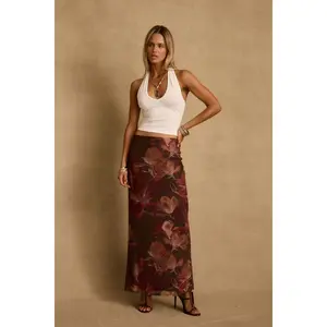 Julia Mulberry Floral Mesh Maxi Skirt