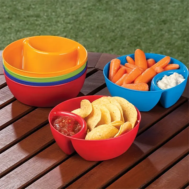 6pcs Chip Bowl, Unbreakable French Fries Bowls, Snack Bowl Divided Bowl Dipped In Sauce Bowl Seasoning Cup, French Fries Cups, Bowl Set, Serving Bowls, Kitchen Accessories, Plastic Bowls