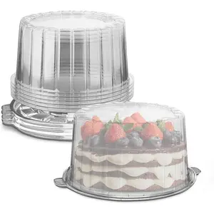 Round 8" PET Plastic Cake Container Plastic Bakery Boxes (Pack of 5) - Made in the USA