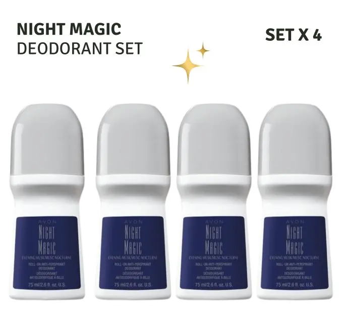 Avon Night Magic Roll-On Antiperspirant Deodorant | 4-Pack