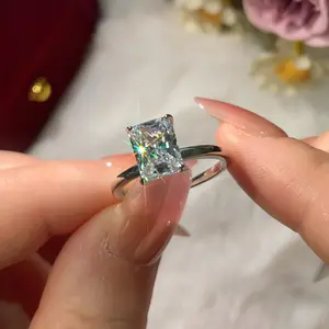 8A Cubic Zirconia S925 Sterling Silver Rectangular Radiant Ring 2Carat-448(50%)