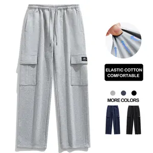 Men’s casual sports pants; stretchable multi-pocket cargo pants for men; fashionable hip-hop casual pants; urban boys’ long pants; men’s pants with a loose straight cut and good elasticity; men’s casual pants with medium thickness suitable for all seasons