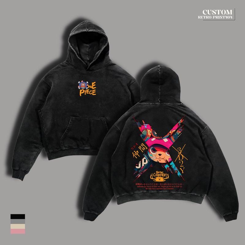 Limited Tony Tony Chopper One Piece Vintage Washed T-Shirt & Hoodie – 90s Anime Manga Graphic, Lightweight Cotton Unisex Oversized Streetwear, Cute Retro Aesthetic, Gift for Anime Fans