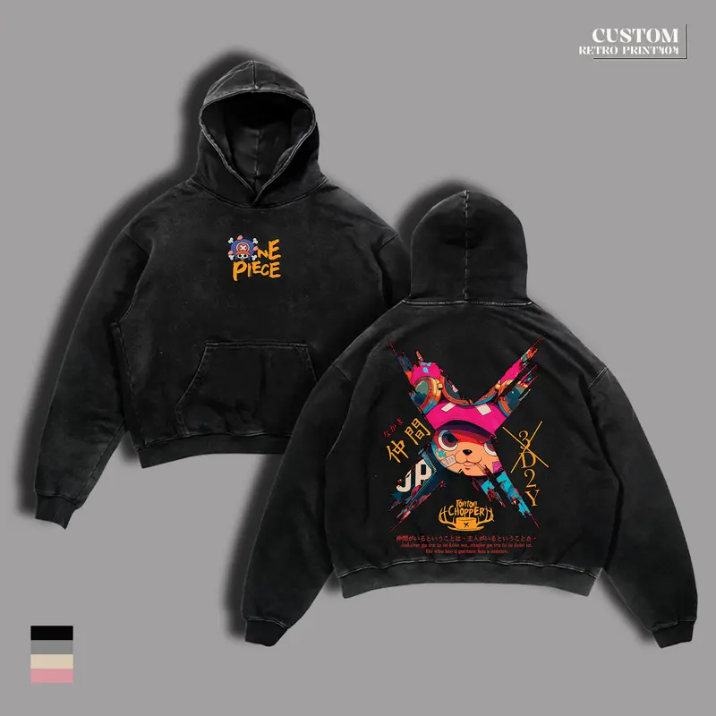 Limited Tony Tony Chopper One Piece Vintage Washed T-Shirt & Hoodie – 90s Anime Manga Graphic, Lightweight Cotton Unisex Oversized Streetwear, Cute Retro Aesthetic, Gift for Anime Fans