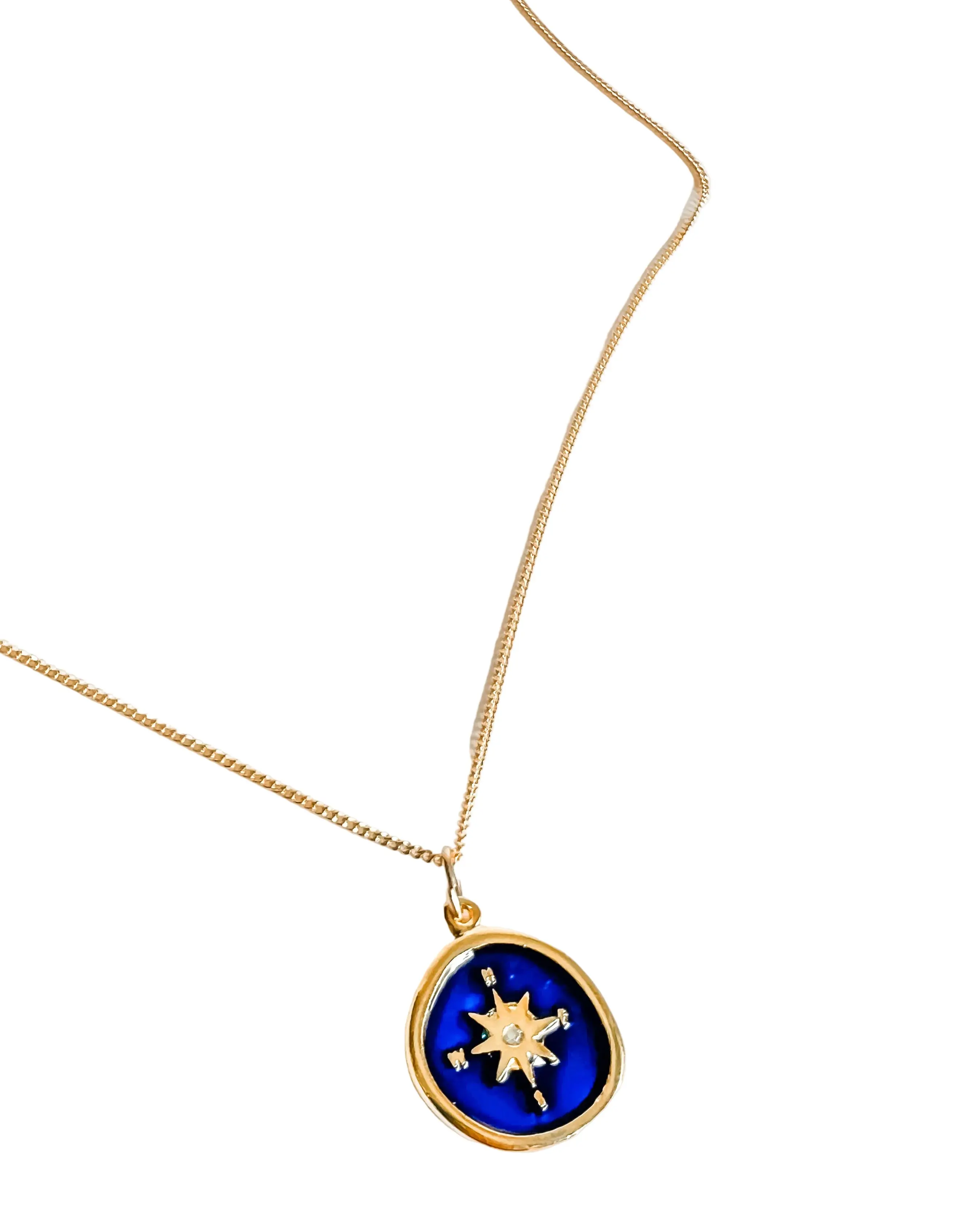 Blue enamel compass charm