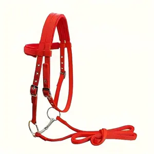 Waterproof PP Webbing Horse Bridle - Stylish & Durable in Blue & Red, Ideal for Equestrians