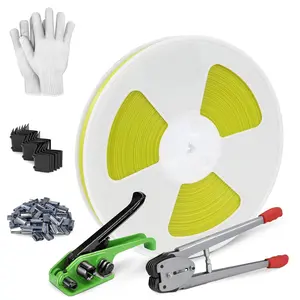 Heavy Duty Banding Strapping kit Contain 1/2" x3200" Polypropylene Packaging Straps & 100 Metal Seals 20 Plastic Edge Protectors Tensioner with  Sealer Tool Glove