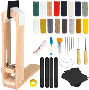 Stitch Pony, Leather Stitching Pony Table Desktop Pony Horse Clamp with 56 PCS Sewing Kit Include Awl,Sand Papers,Sand Strips,Sewing Needles for DIY Hand Stitching Leather Clamping