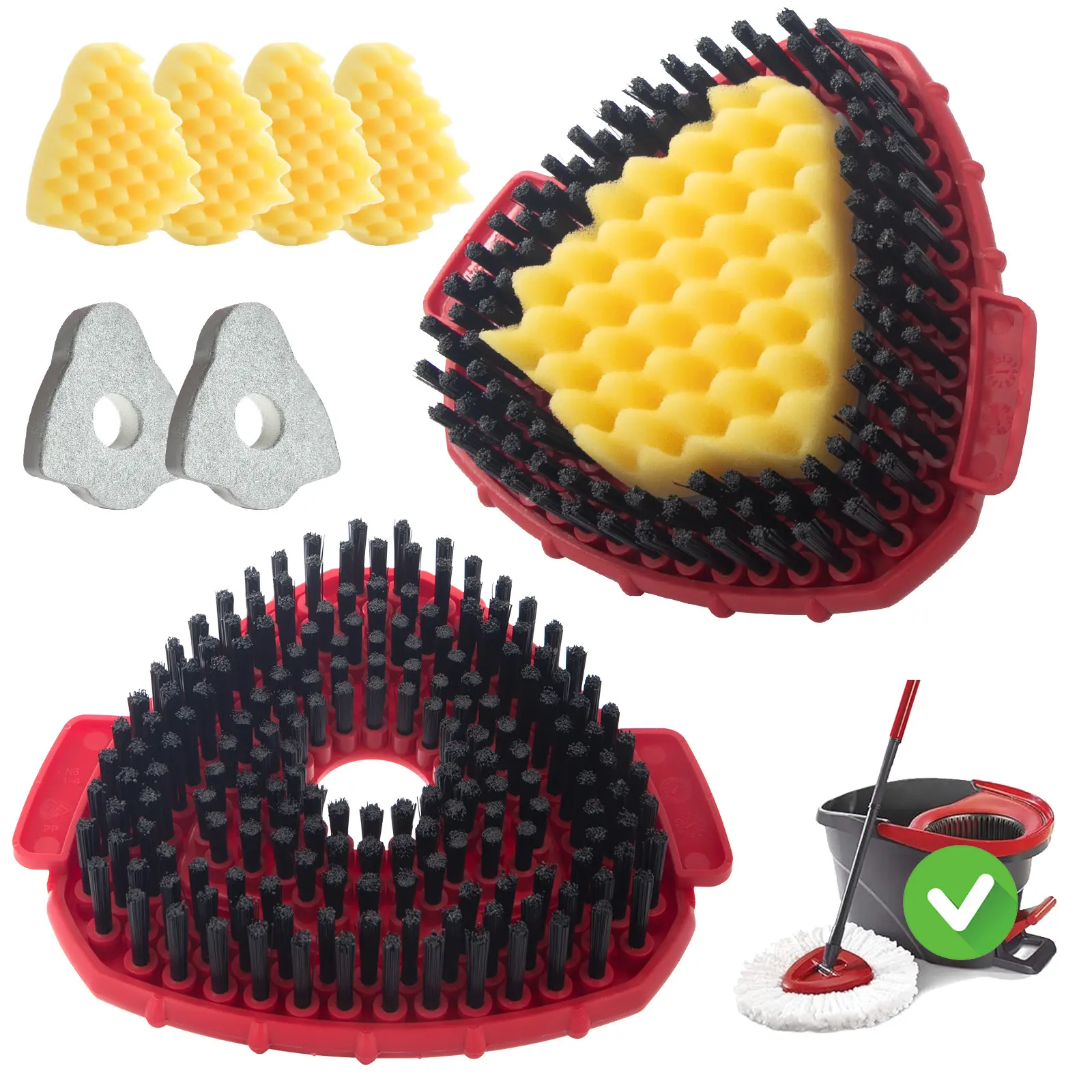 Scrub Head Refills for O-Cedar EasyWring Spin Mop 1 Tank System Spin Mop Head Refill Replace for Velida ocedar Mop Plastic Bristle dealsforyoudays Spin Mop Replacements Microfiber Mop Heads steam mop steam mop for floors