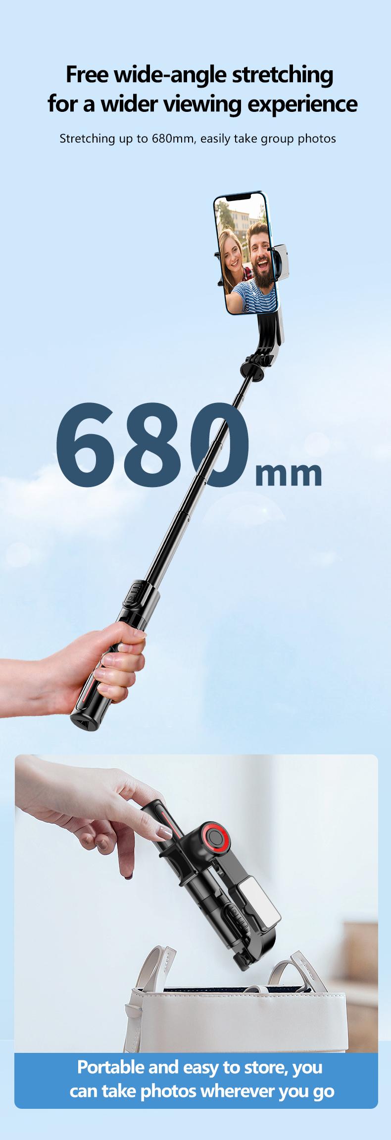 1-Axis Gimbal Stabilizer with Magnetic Fill Light, Anti-Shake Selfie Stick Tripod, Bluetooth Remote, Auto Balance Phone Stand, Aluminum Alloy Vlogging Gear for iPhone & Android