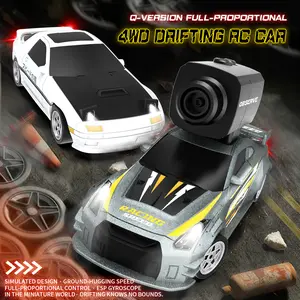 Q Version Four-Wheel Drive Drift Remote Control Car, Full Proportion Remote, LED Lights, Photography Function, Mini Desktop Racing Car, RC Model Car