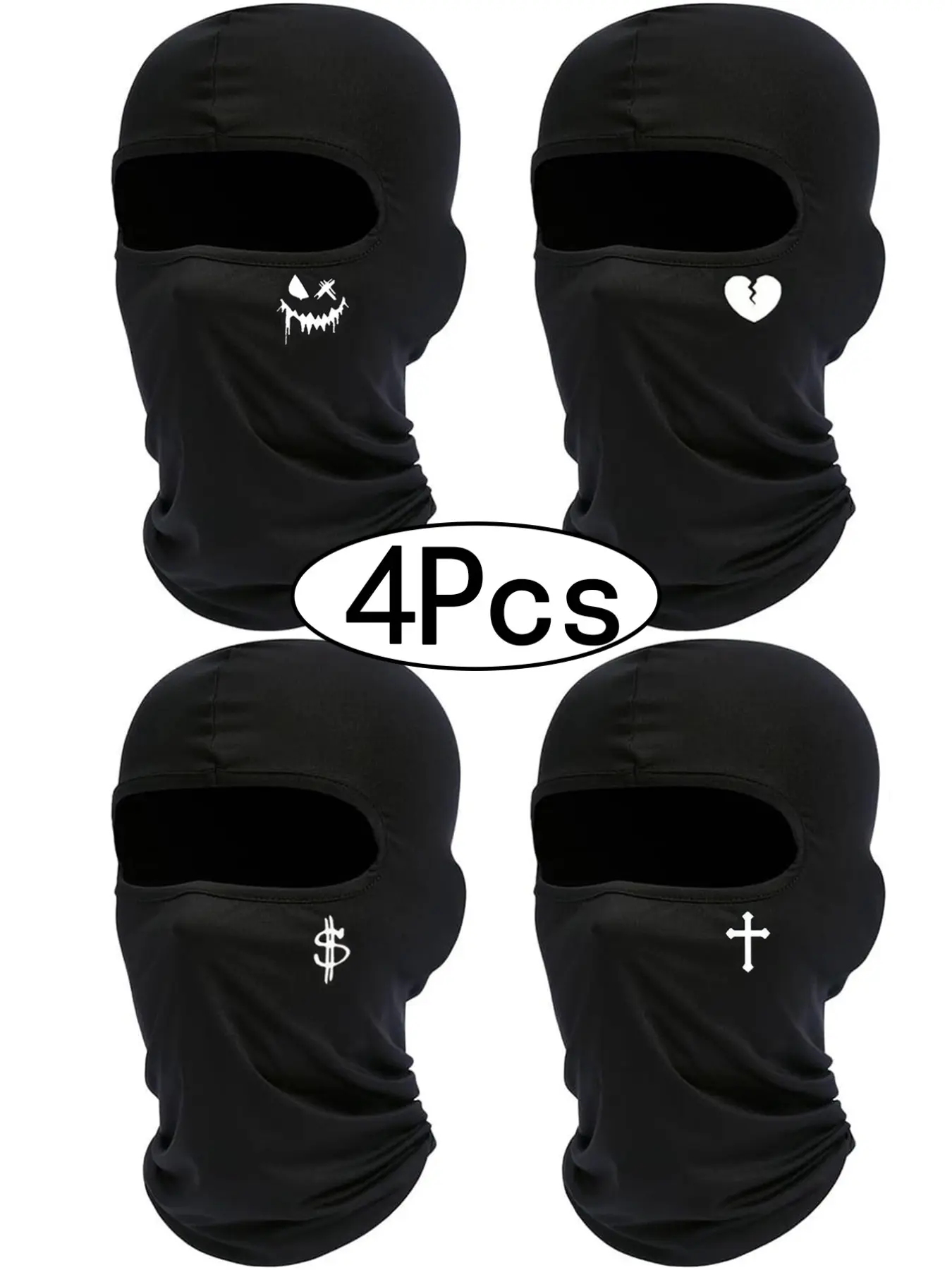 4Pcs-Unisex Dustproof Cycling Helmet Cover, Breathable Sun Protection Windproof Motorcycle Face Mask, Face Covering, All-Season Sporty Design, Outdoor Sports Mask, Outdoor Dustproof Mask, Full Balaclava